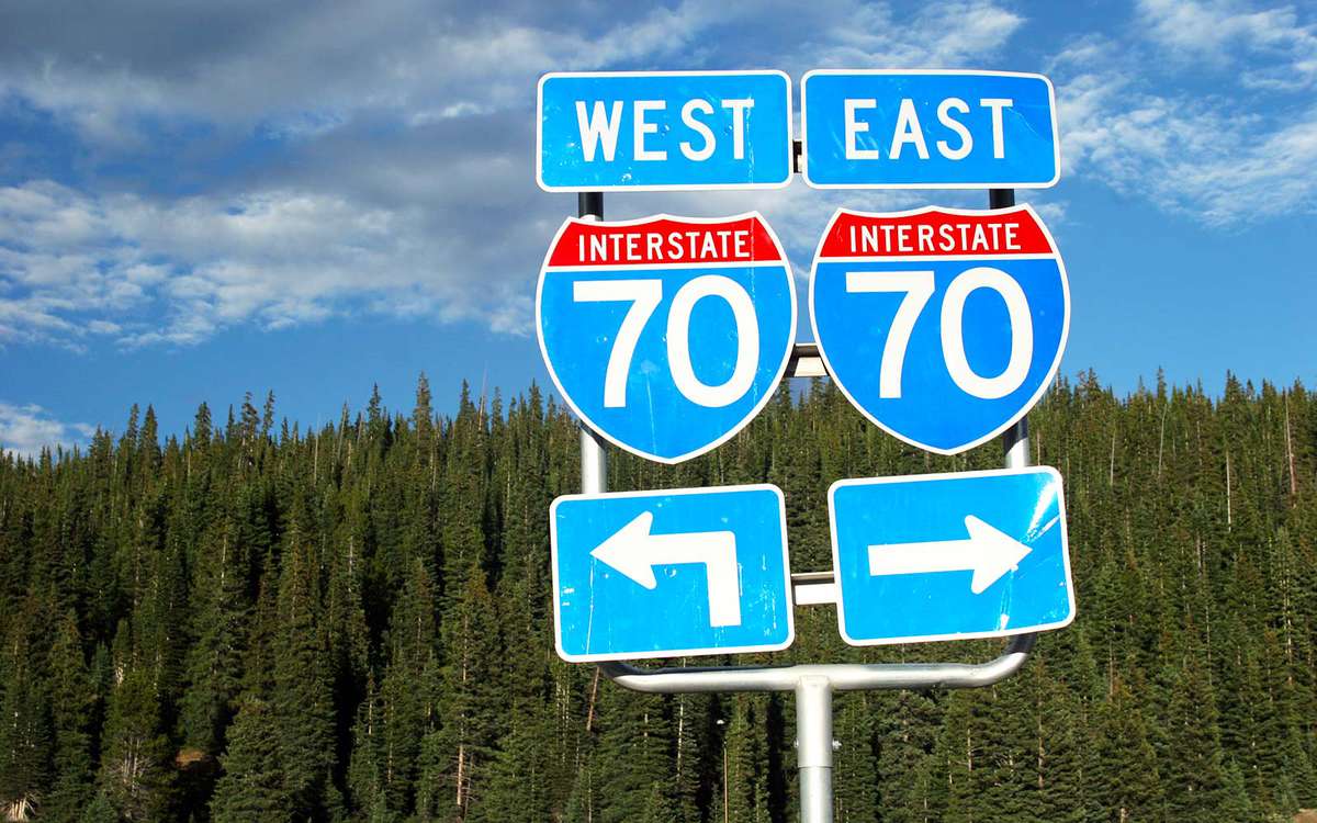 Interstate 70 highway signs Colorado
