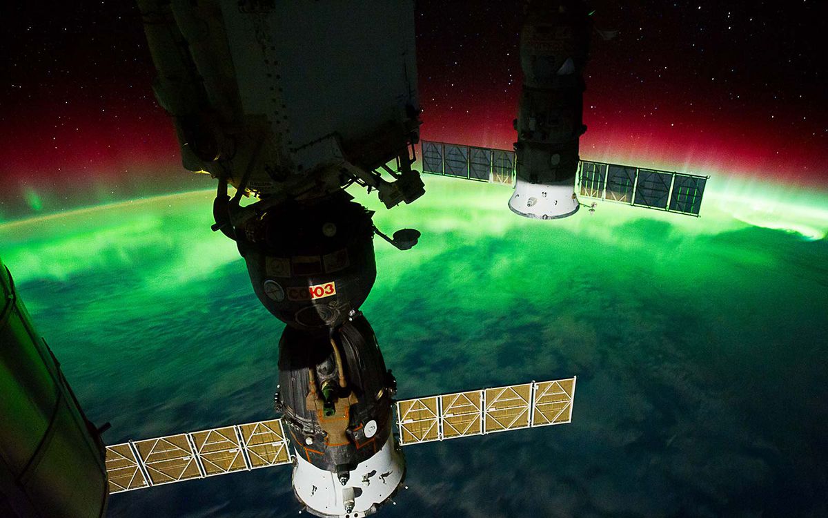 This is one of a series of night time images photographed by one of the Expedition 29 crew members from the International Space Station. It features Aurora Australis Southern Lights
