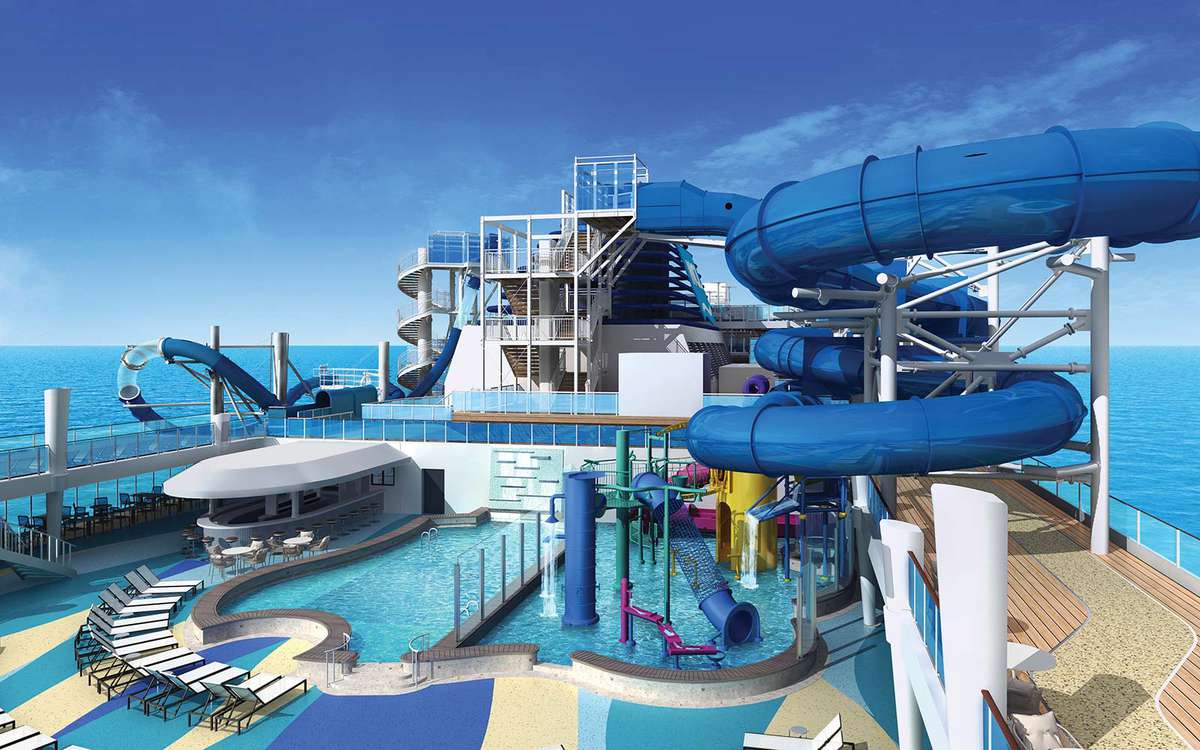 Norwegian Cruise Line Bliss Ship Pool Deck Aqua Park