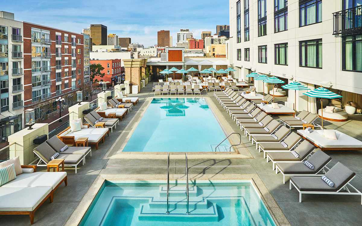 Pendry San Diego Hotel rooftop pool house restaurant lounge