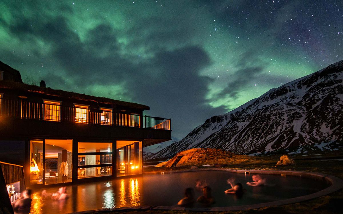 Deplar Farm retreat Iceland Eleven Experience Northern Lights hot tub jacuzzi
