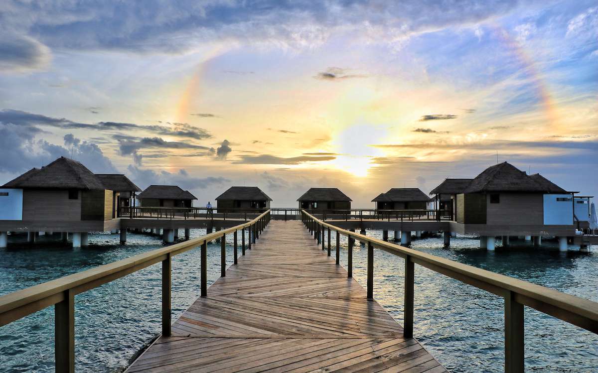 Overwater bungalows at Sandals South Coast Jamaica
