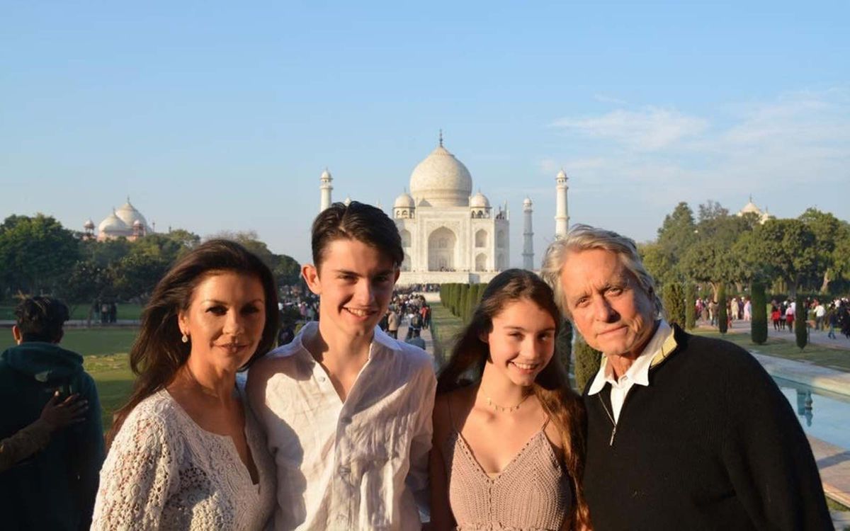 Catherine Zeta Jones Michael Douglas Family Holiday Travel Taj Mahal India