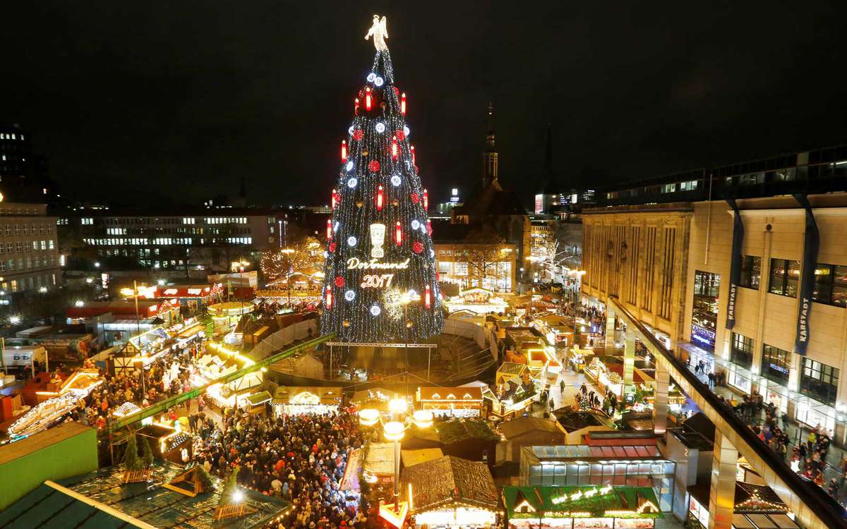 Giant Christmas tree in Dortmund, Germany