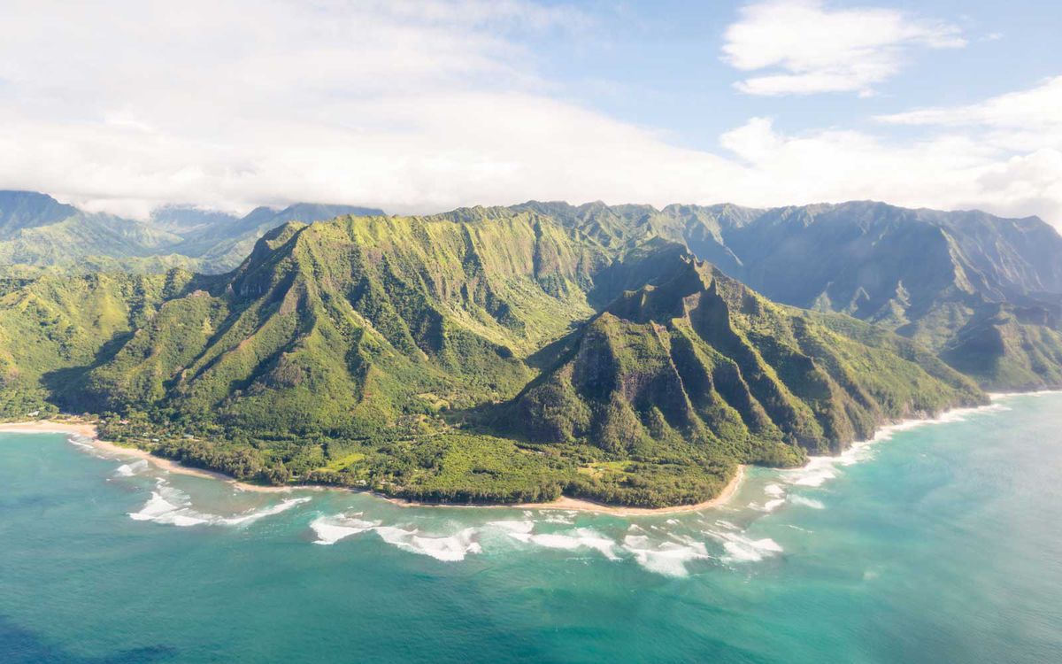 Napali coast of Kauai (Hawaii) seen from above