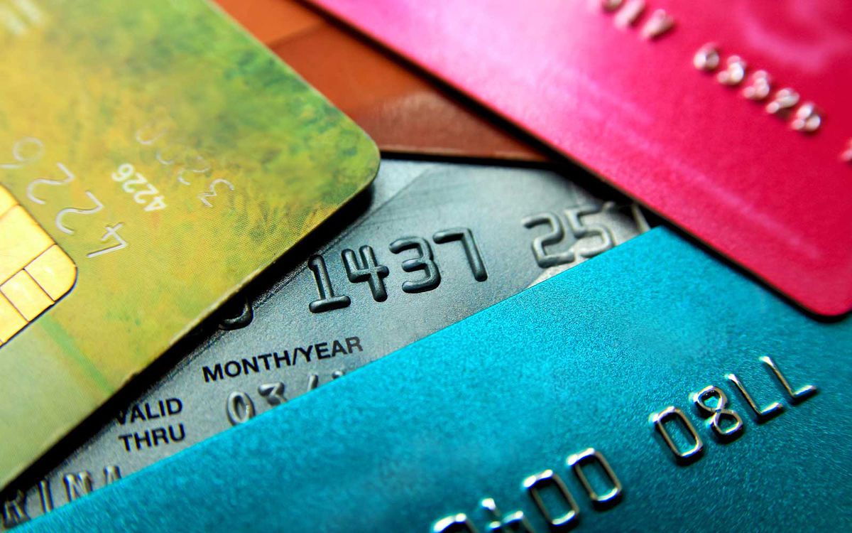 Pile of credit cards, details obscured