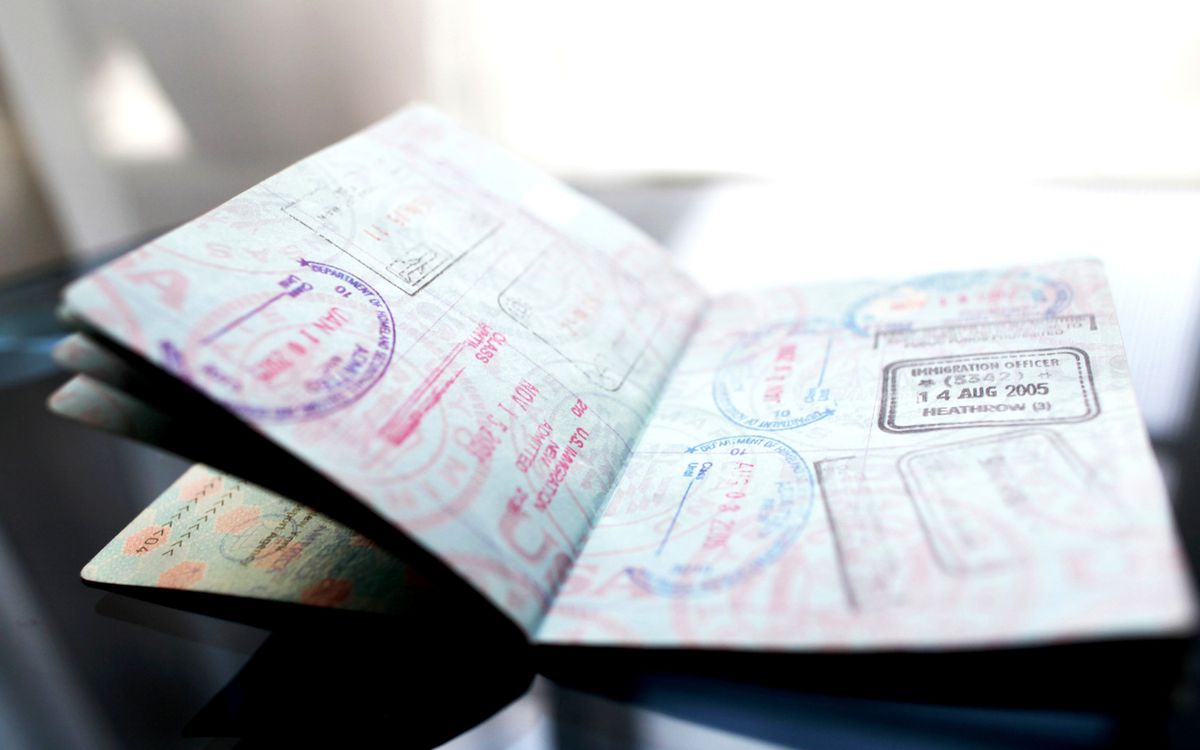 Passport pages with Stamps