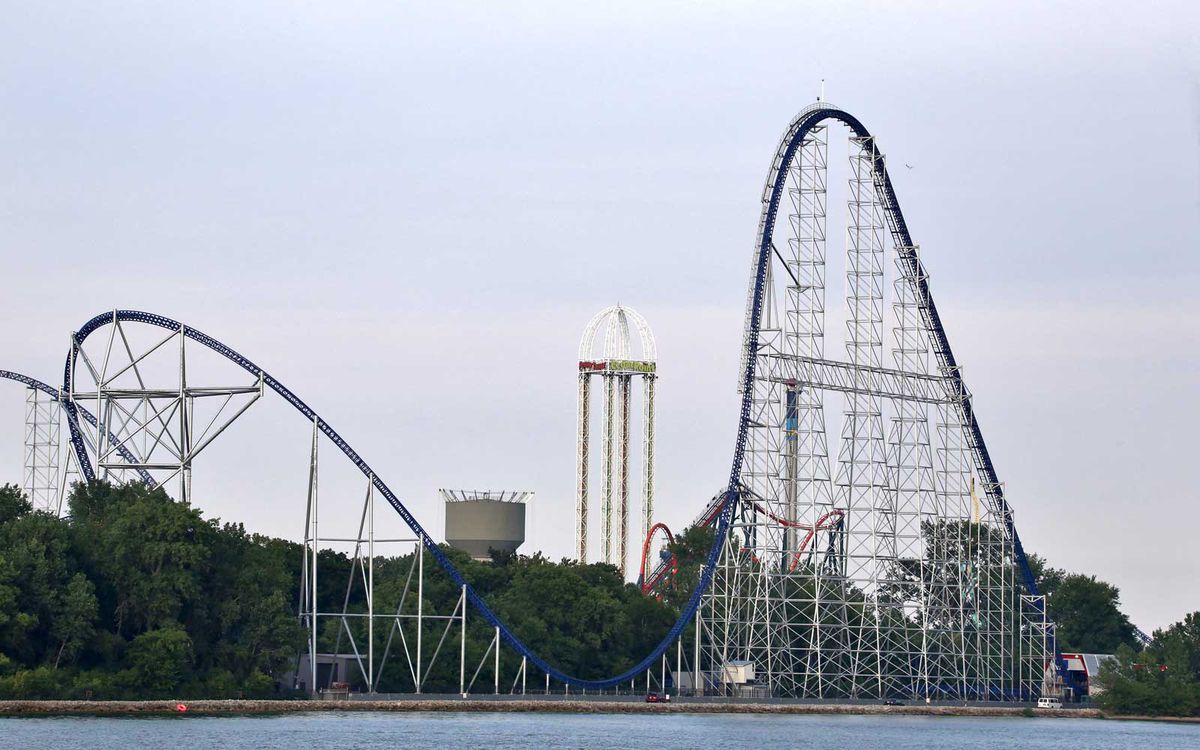 Thrill Rides in the Amusement Park, Cedar Point Amusement Park, Sandusky, Ohio