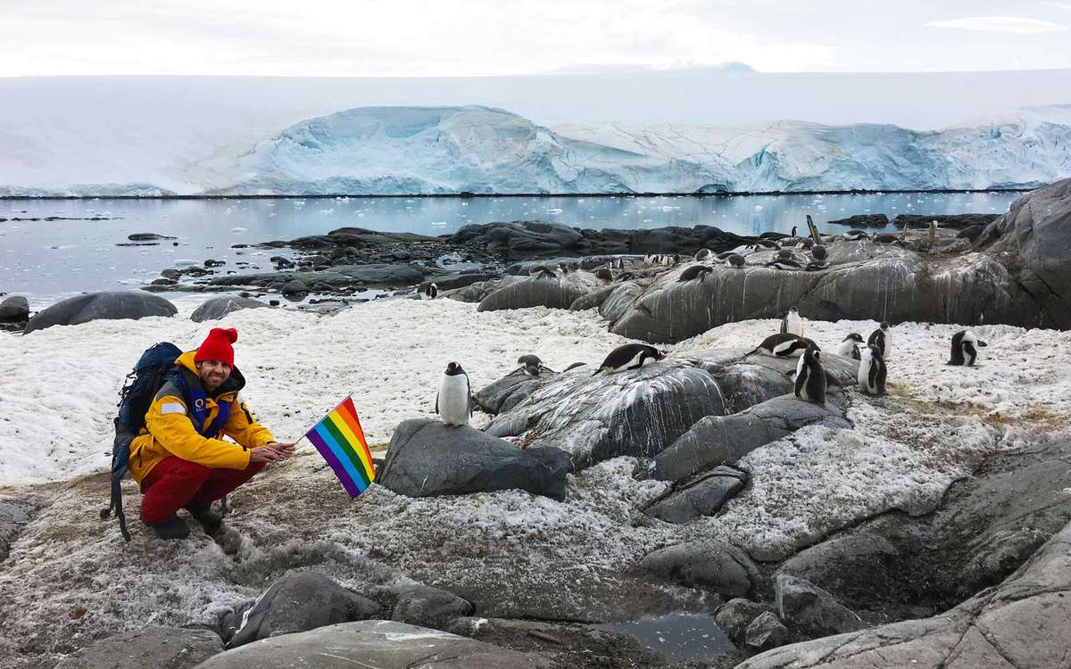 Pride with penguins in Antarctica