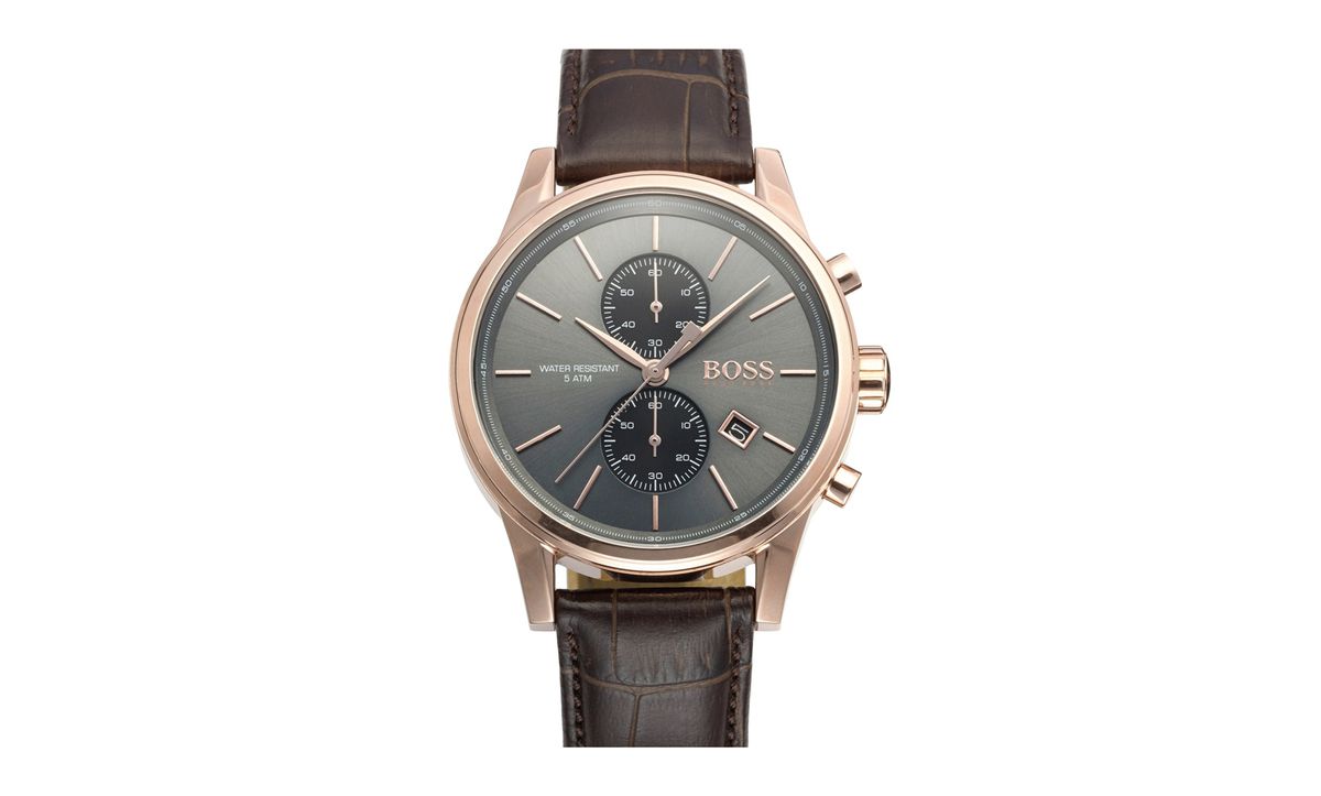 Boss 'Jet Sport' Chronograph Leather Strap Watch, 41mm