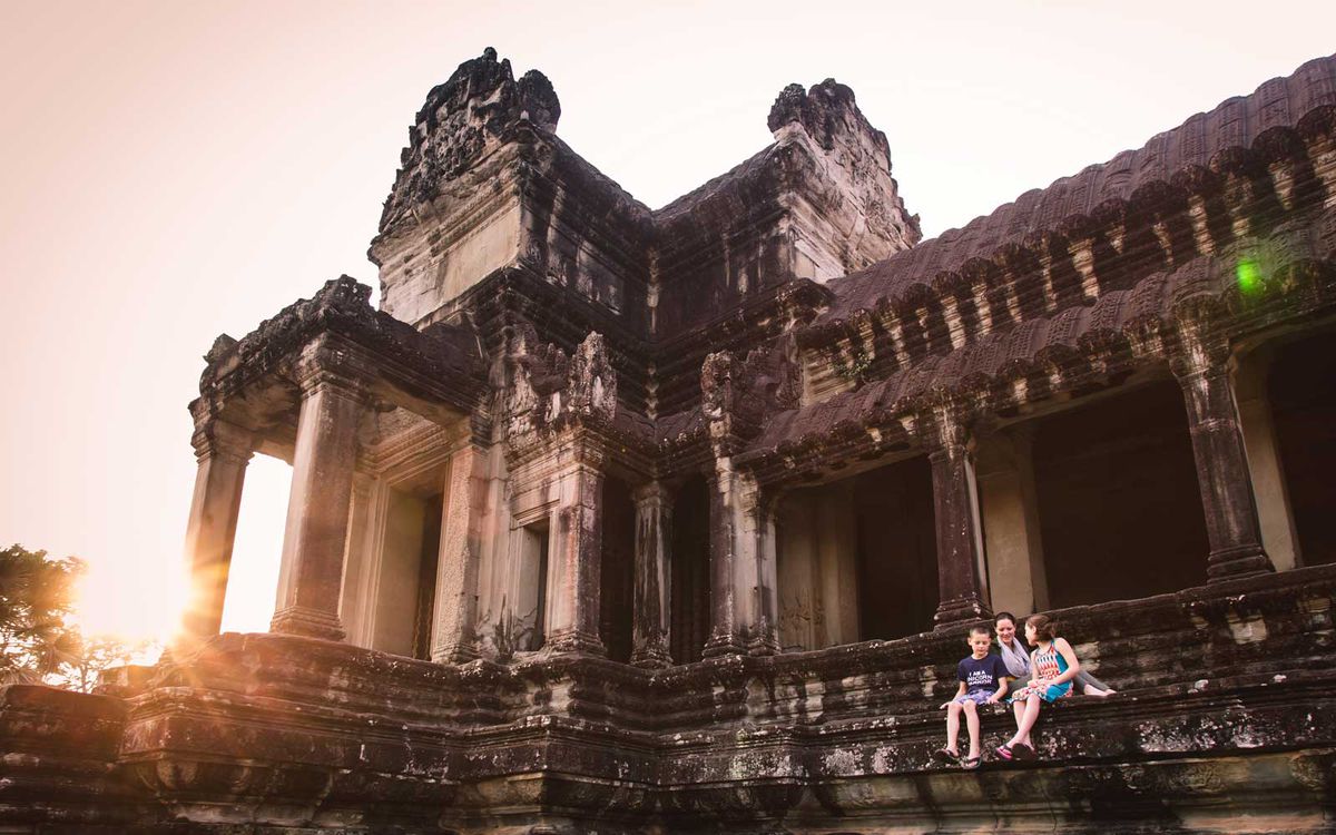 Family in Angkor Wat