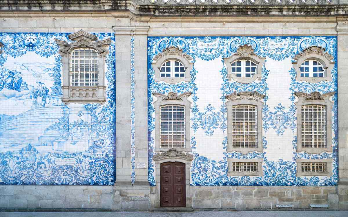 Traditional tiled church in Porto, Portugal