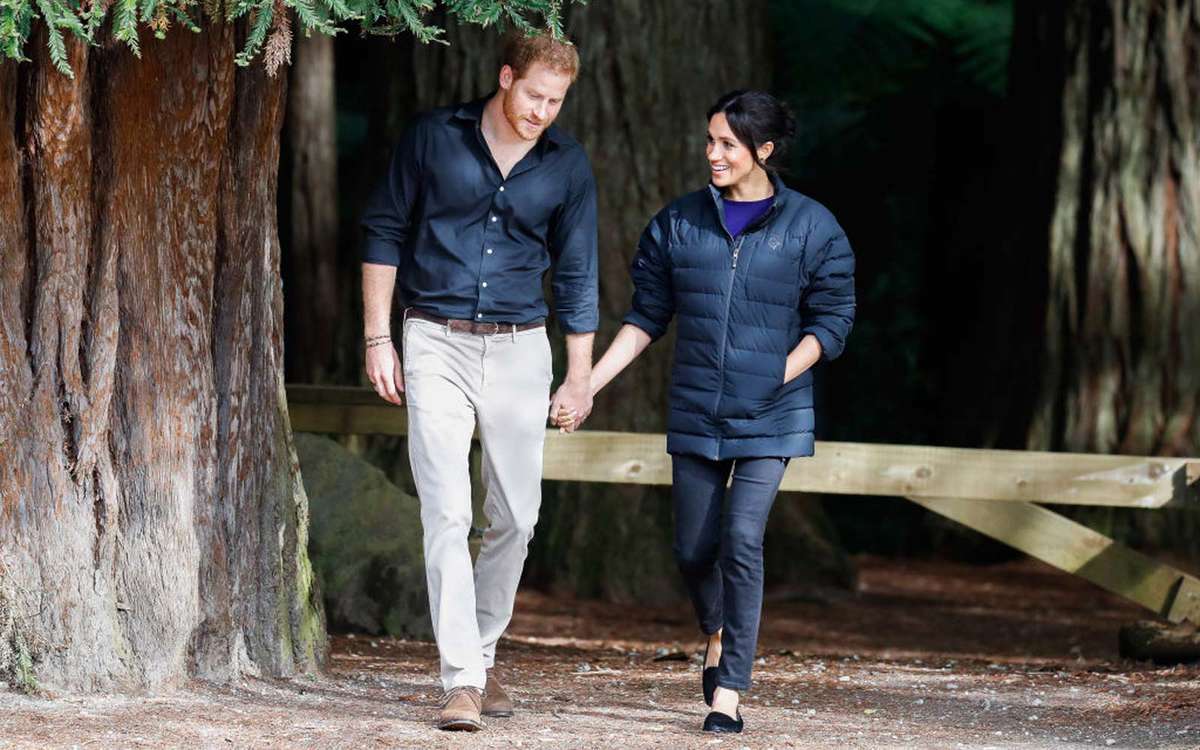 Prince Harry, Duke of Sussex and Meghan, Duchess of Sussex visiting Rotorua's Redwoods Treewalk
