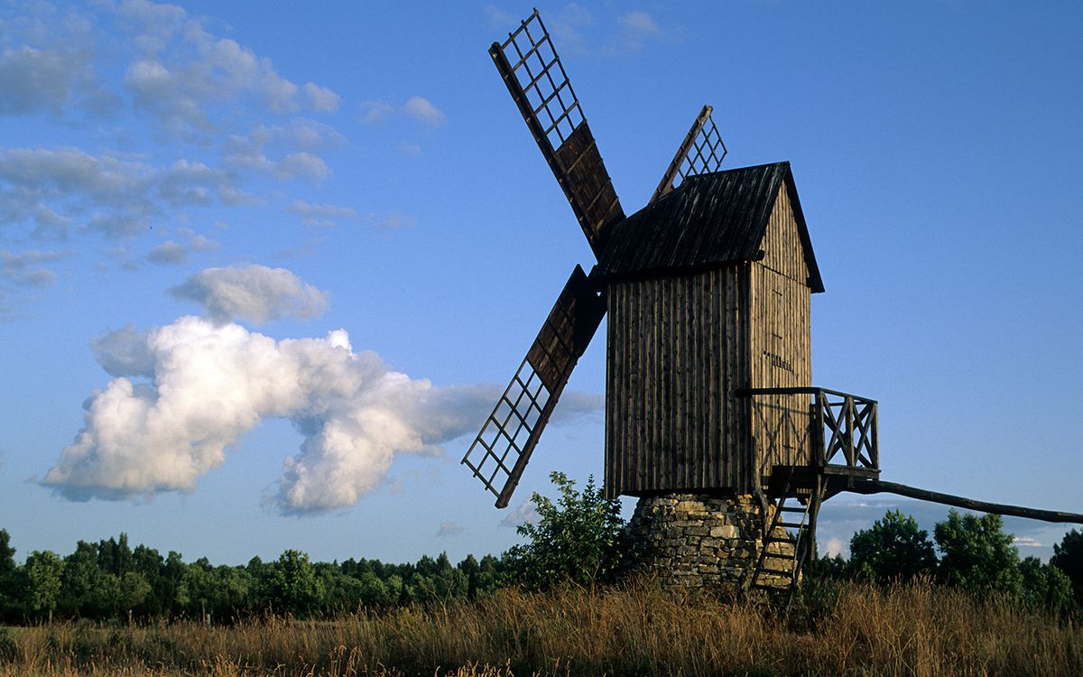 wooden windmill in Koguva, Estonia