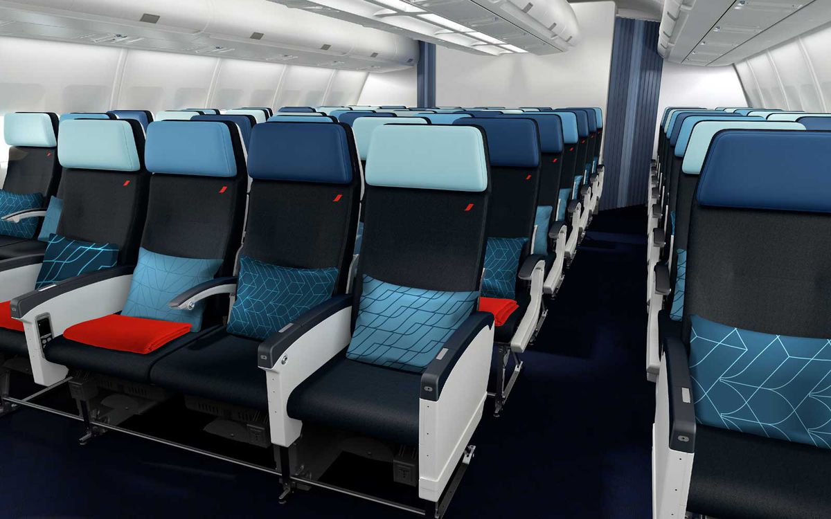 A photo of the economy seats onboard the A330 with Air France.