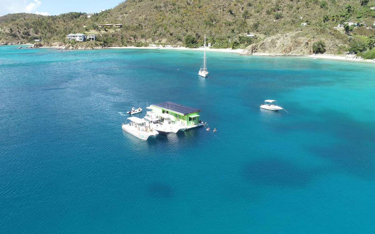 Lime Out taco-and-cocktail boat in St. John