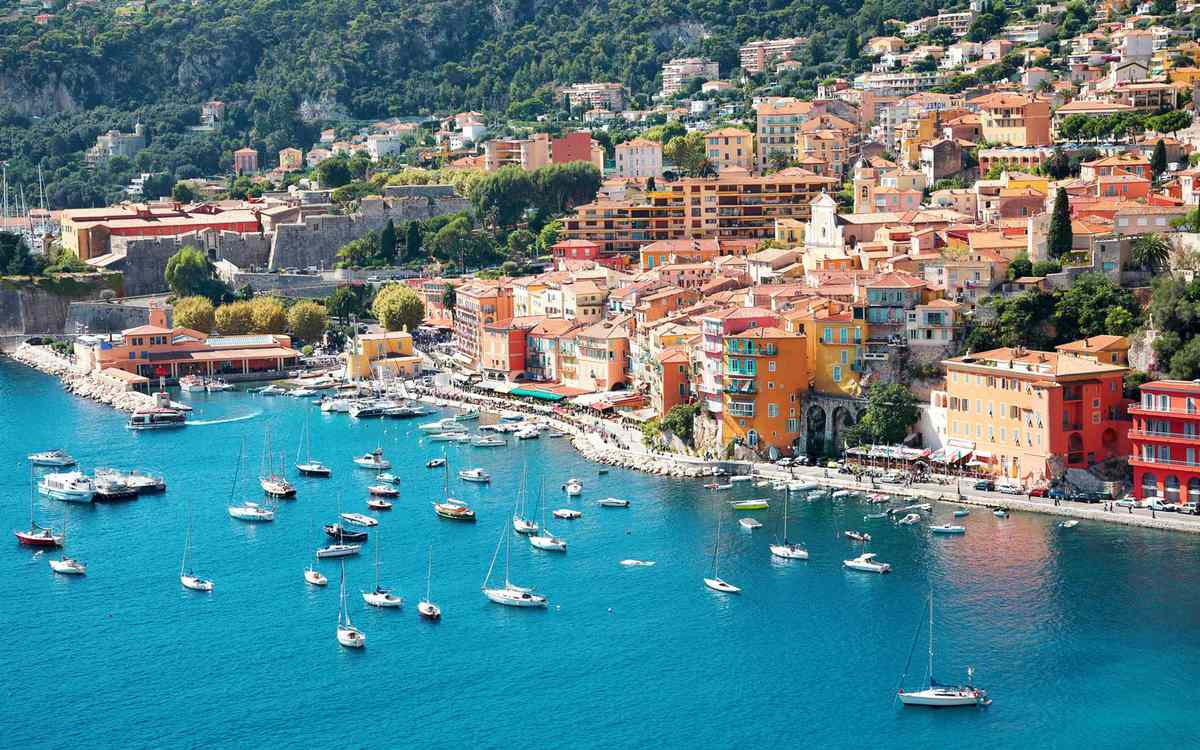 View of luxury resort and bay of Cote d'Azur in France
