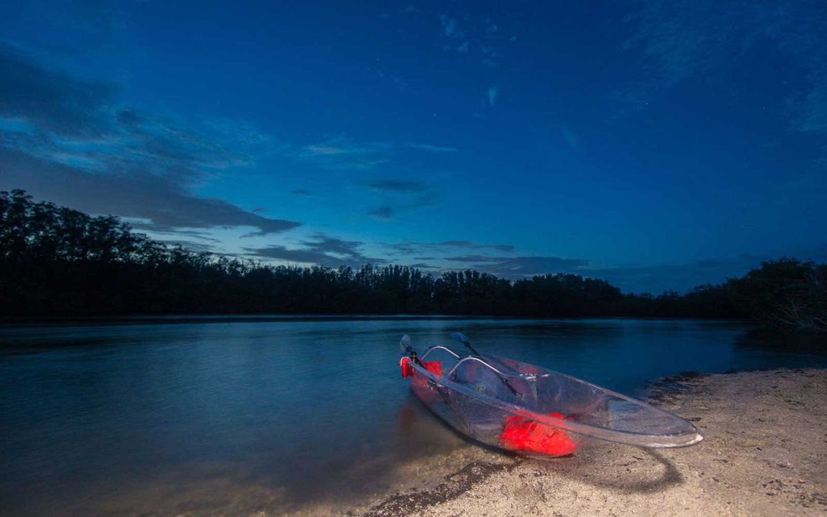 Fully see-through kayaks allow visitors to enjoy the mesmerizing views from every angle.