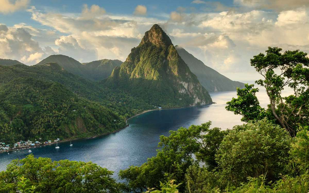 View of the pitons in St Lucia
