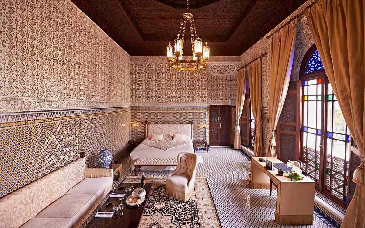 Morocco, Fes, saloon at Hotel Riad Fes