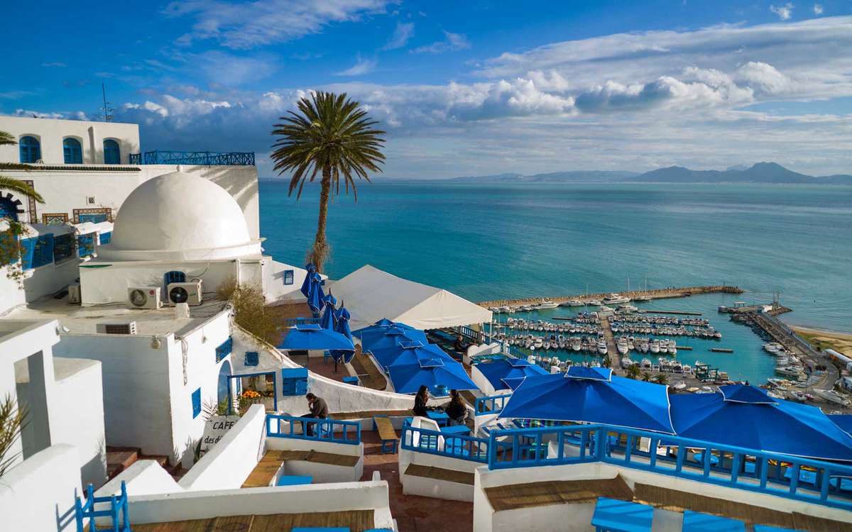 Scenic view at the town of Sidi Bou Said, in Northern Tunisia