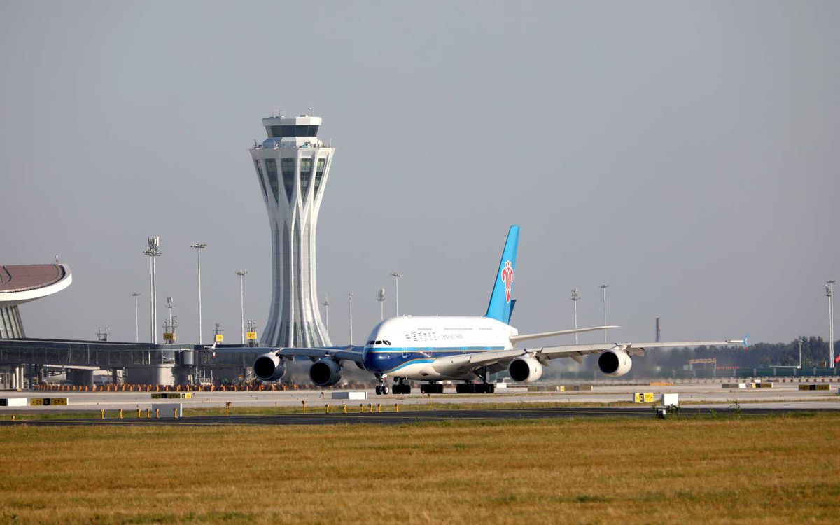 Airlines flight takes off from Beijing's Daxing International Airport