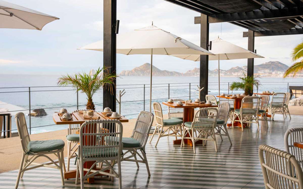 Outdoor dining at The Ledge, at The Cape hotel in Los Cabos