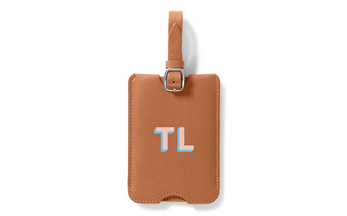 Blue Bubbles Leather Luggage Tags Personalized Suitcase Tag With Privacy Flap
