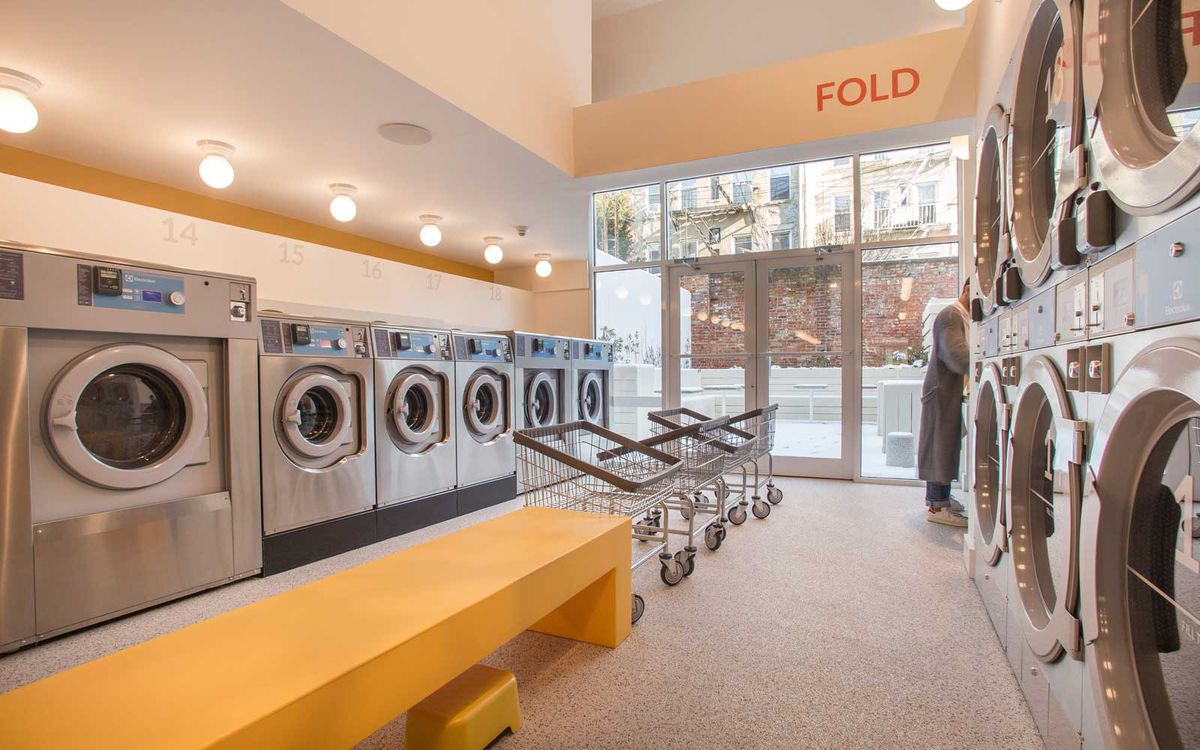 Inside the Celsious laundromat in Williamsburg, Brooklyn