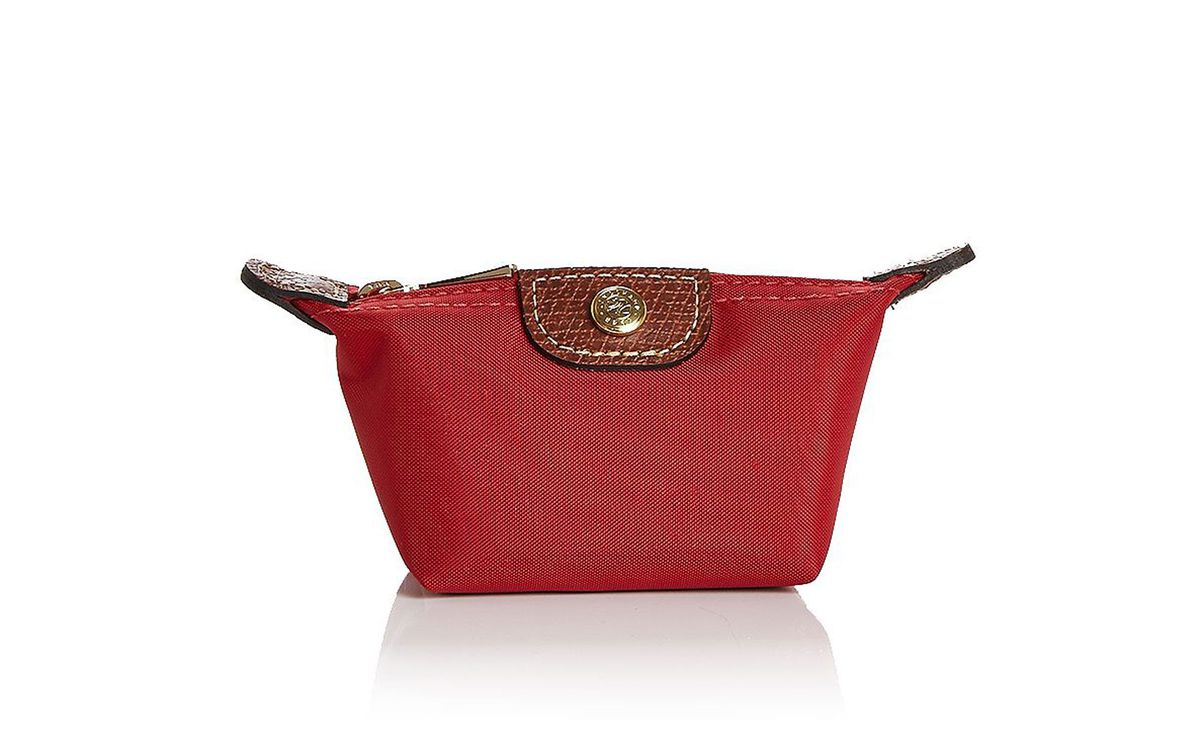 Red Nylon and Leather Coin Purse