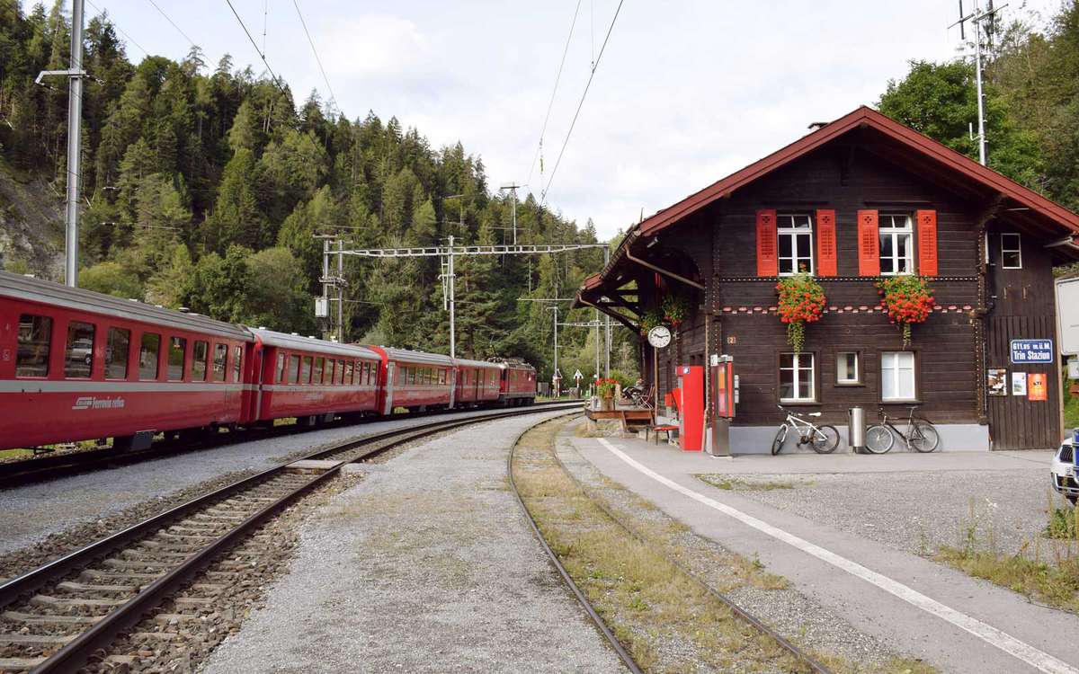 Glacier Express train station in Switzerland