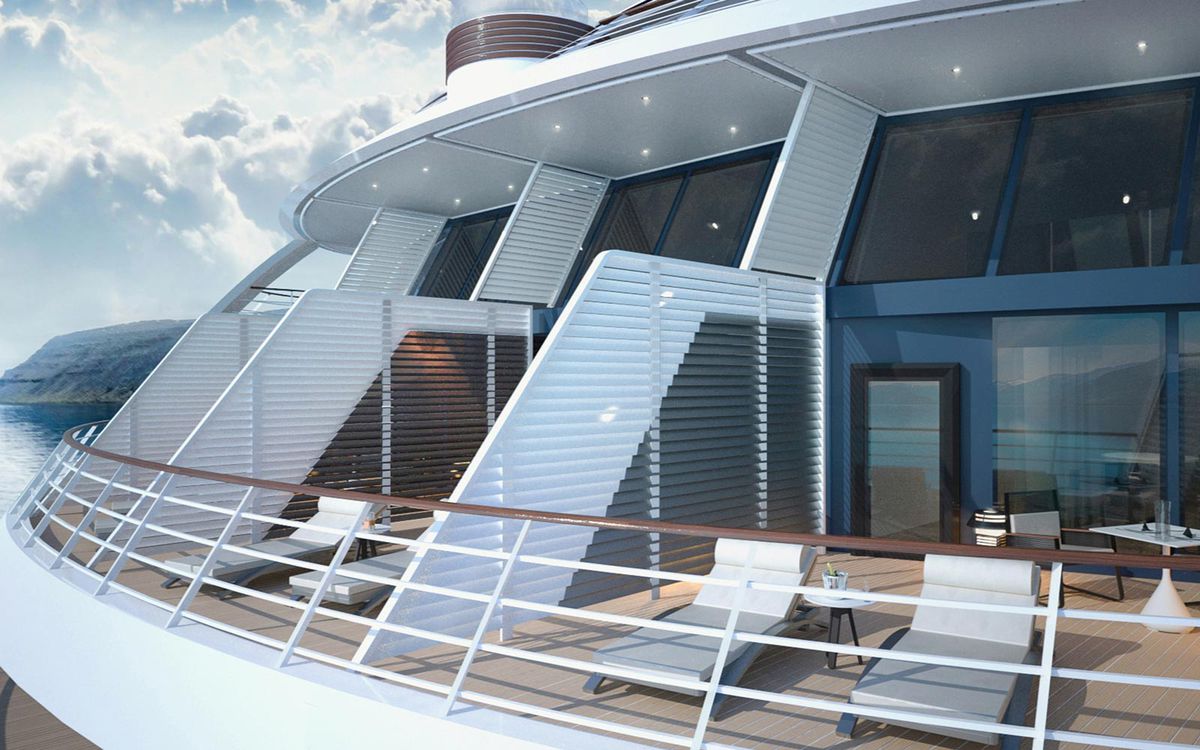 Balcony on cruise line Ponant's new hybrid ship