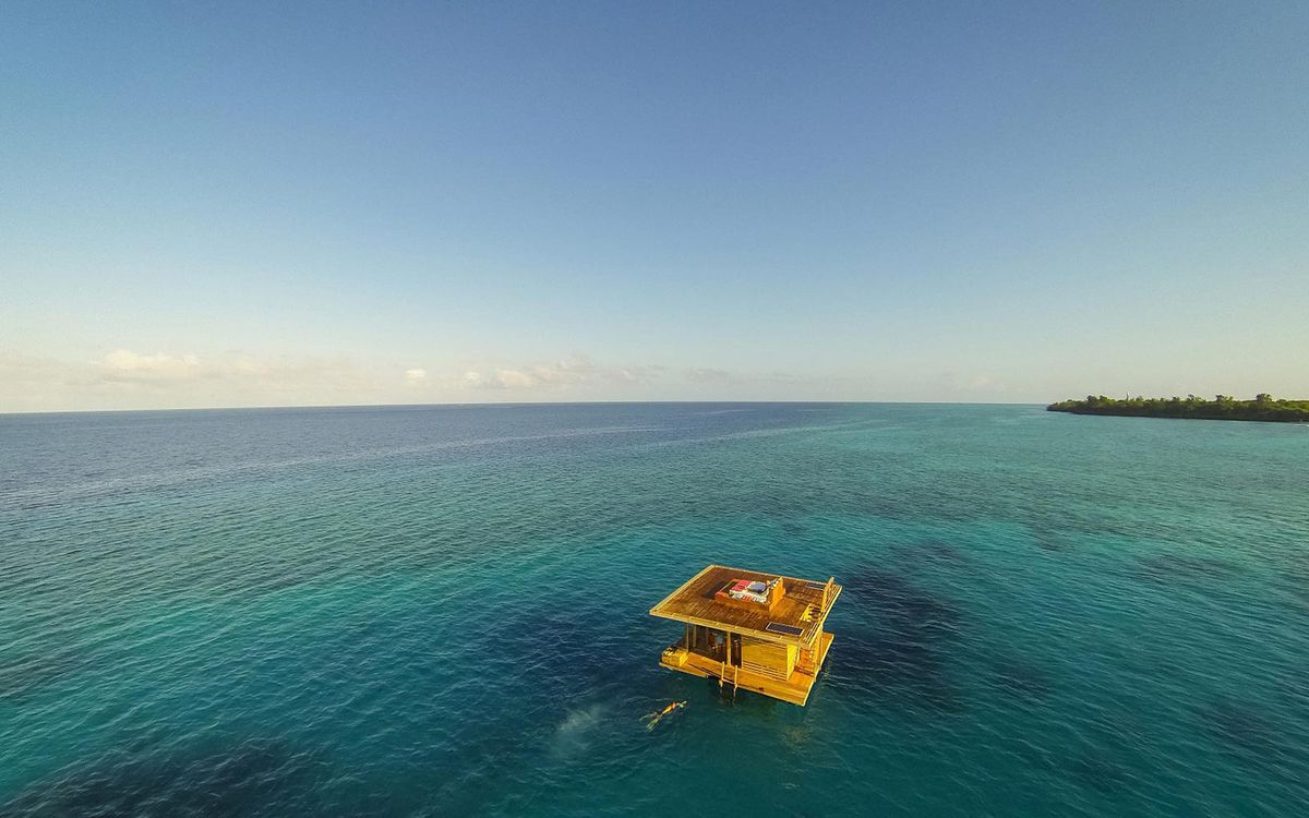 Underwater hotel room at The Manta Resort Pemba Island