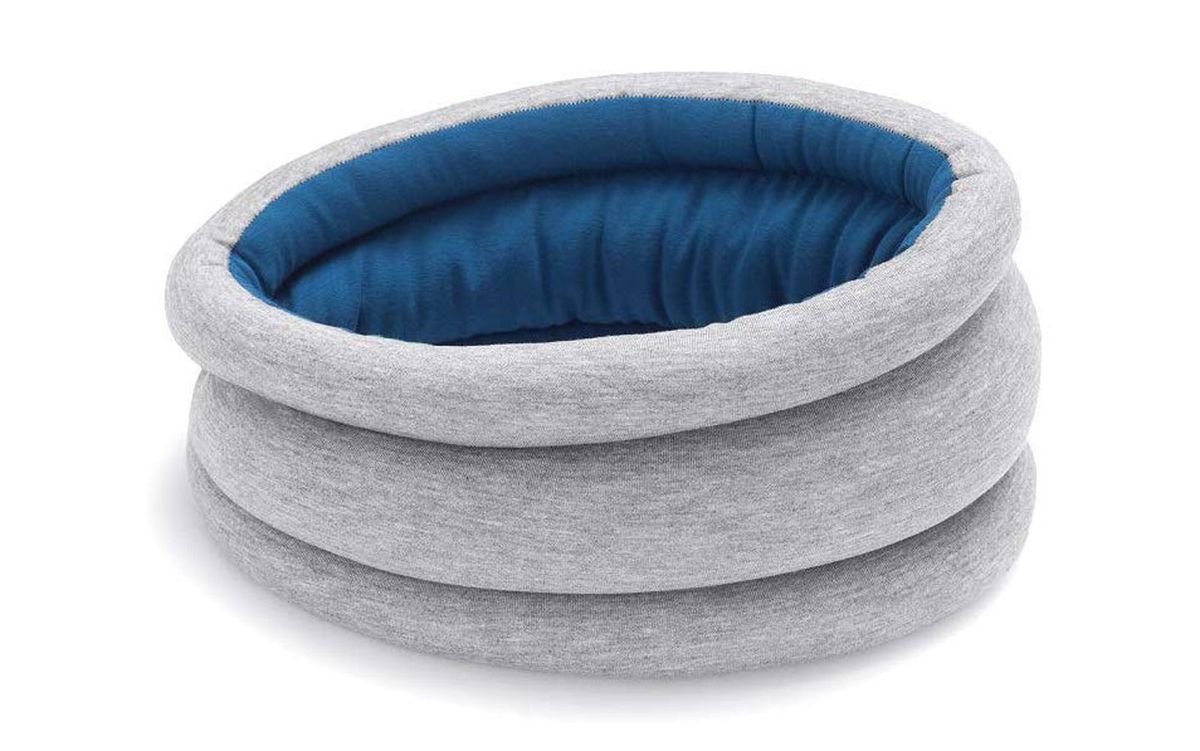 Grey and Blue Round Travel Neck Pillow