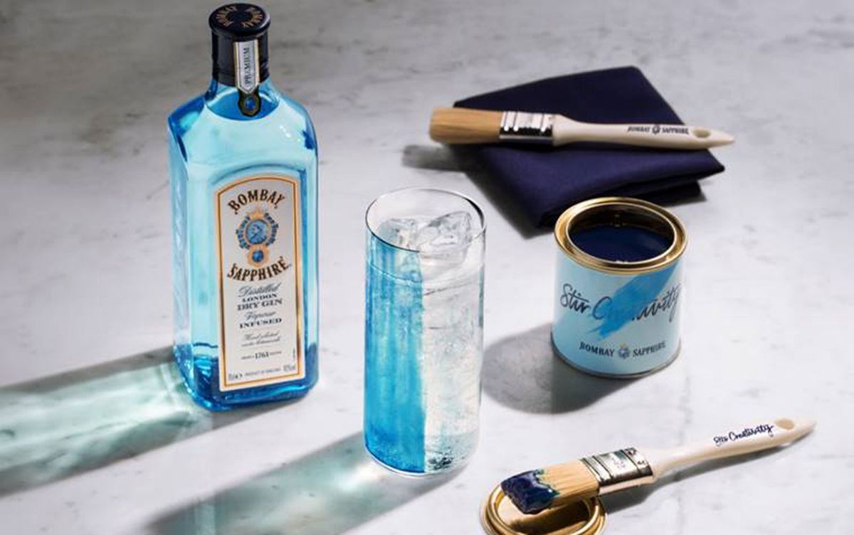 Bombay Sapphire gin and paint cans