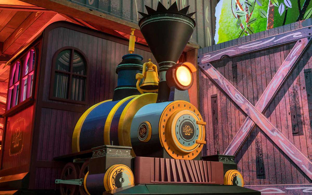 Engineer Goofy invites guests aboard the Runnamuck Railroad as part of the adventure in Mickey & Minnie’s Runaway Railway, the new attraction opening March 4, 2020, in Disney’s Hollywood Studios at Walt Disney World Resort in Lake Buena Vista, Fla