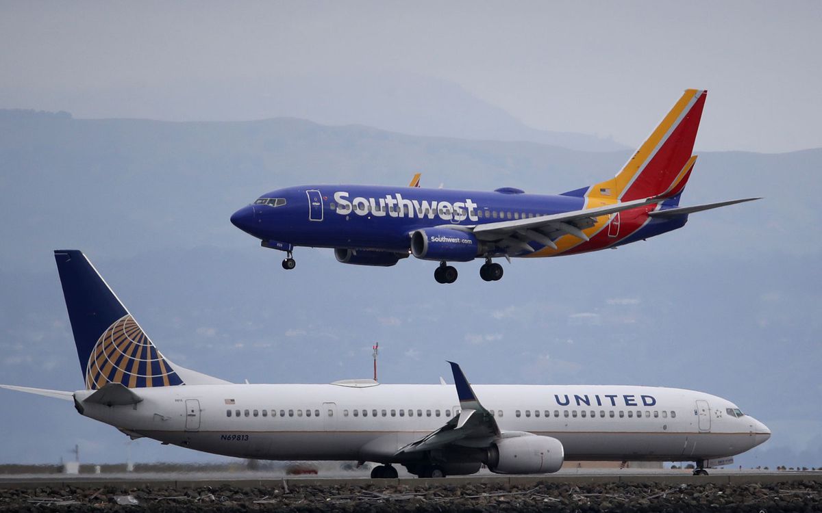 Southwest Airlines and United Airlines planes