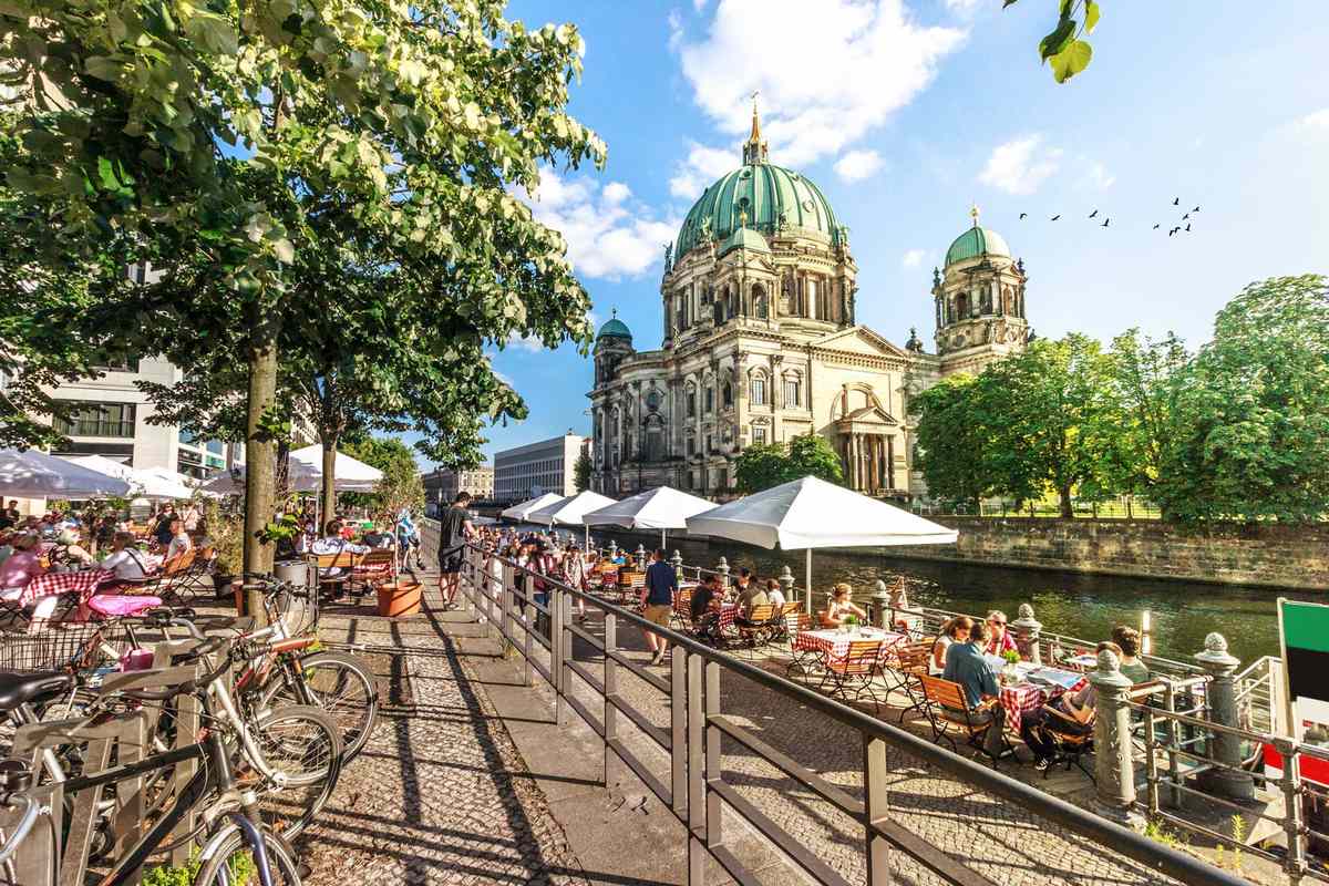 View of Spree River and Berliner Dom, Berlin, Germany