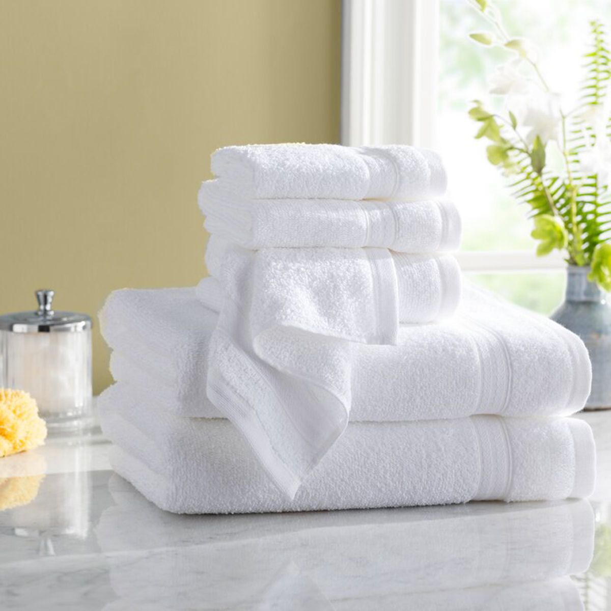 White Wayfair Basics Quick Dry 6 Piece 100% Cotton Towel Set