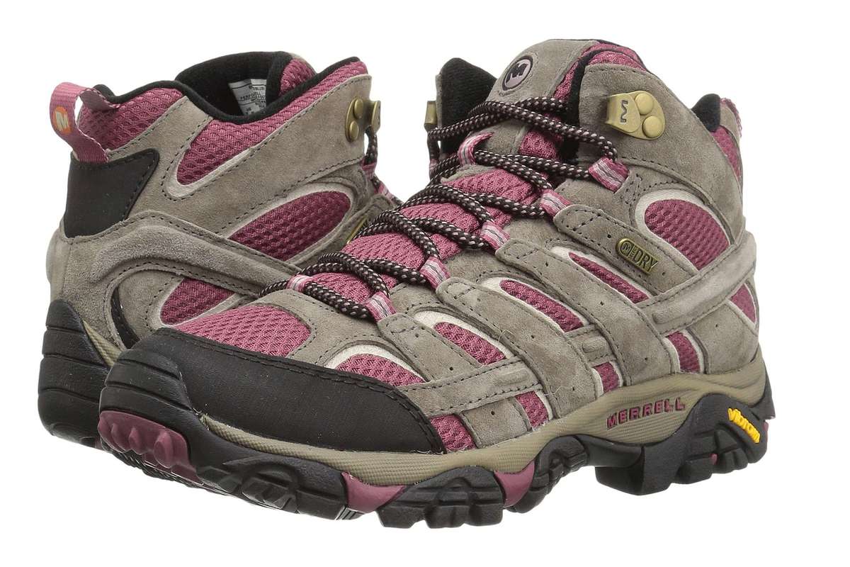 Grey and pink hiking boots