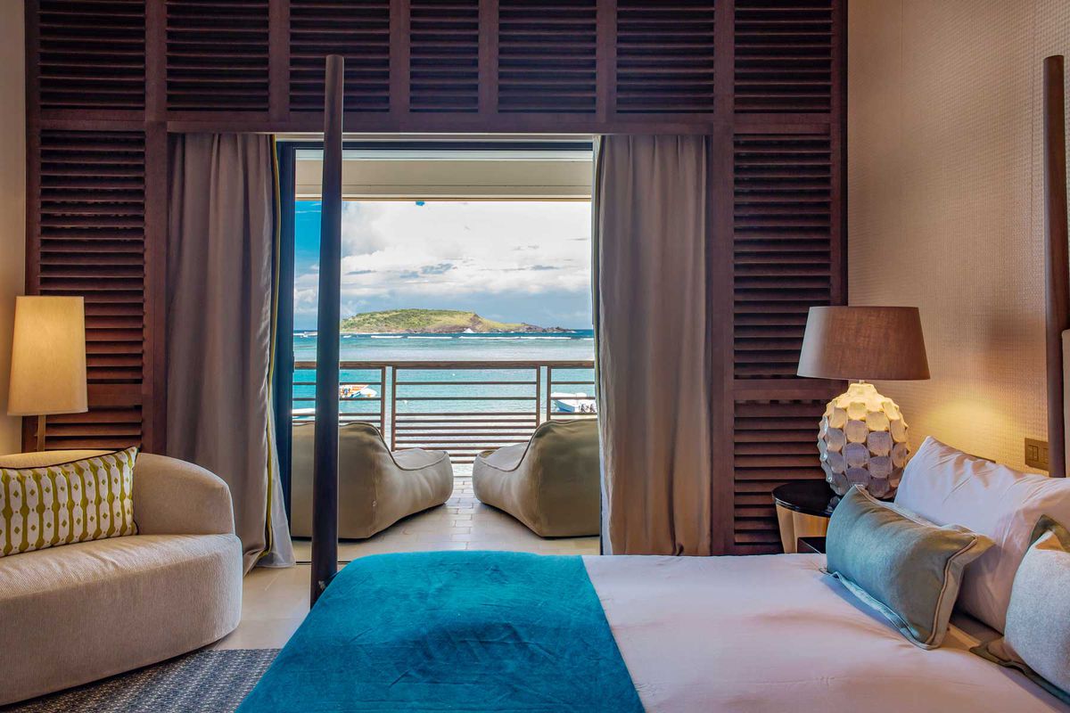 Guest room with a view at the Le Barthelemy Hotel in St Barth's
