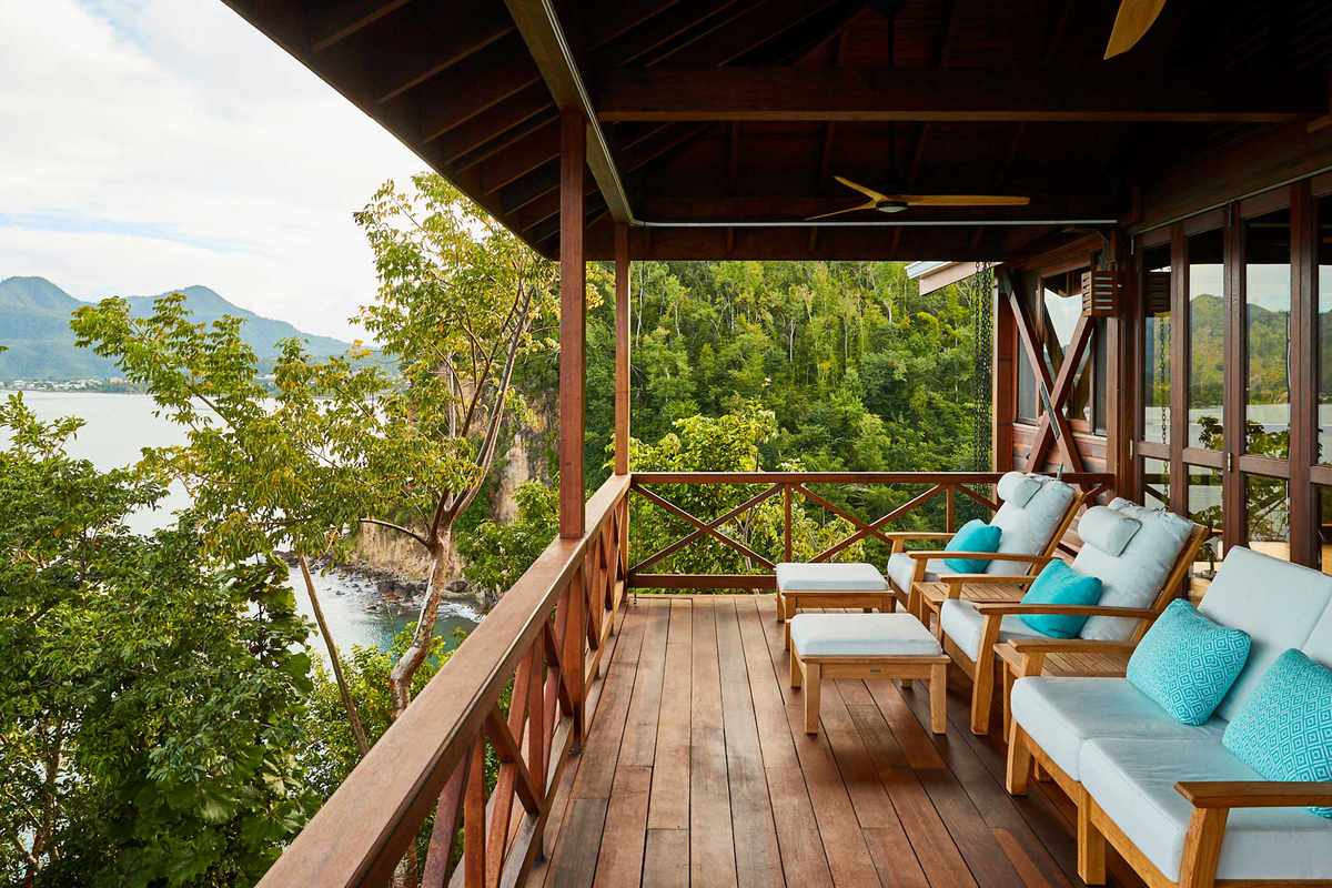 Terrace of a villa at Secret Bay resort in Dominica