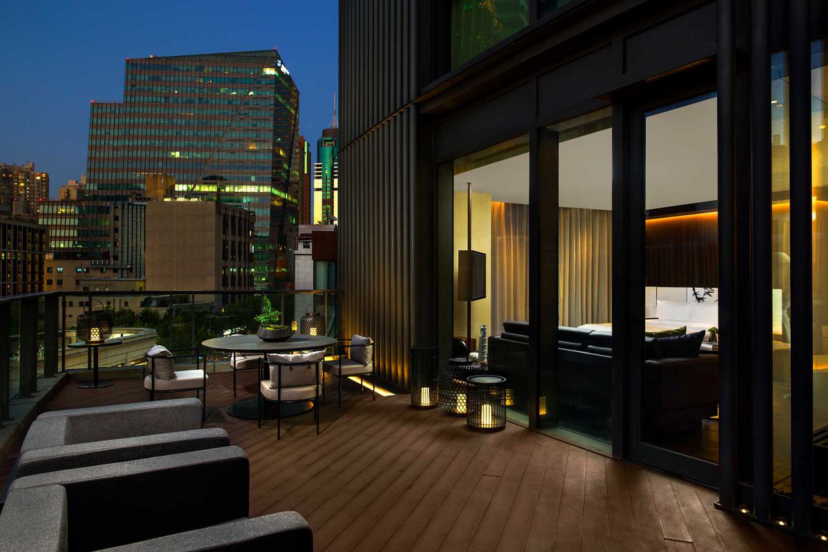 The Middle House, hotel Studio 70 terrace, Shanghai, China