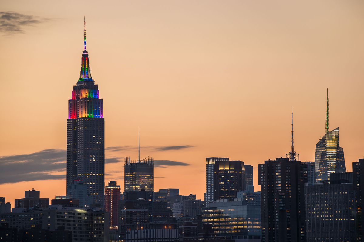 Empire State Building lighting up with Pride rainbow