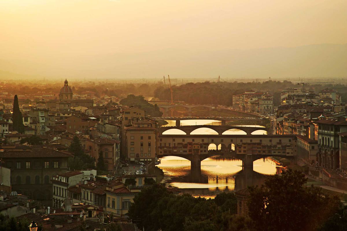 Panorama of a sunset in Florence