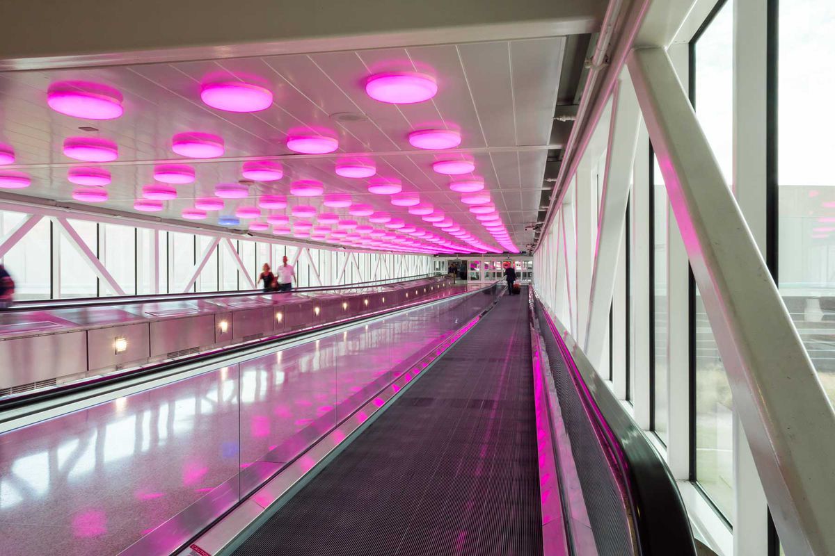 Walkway at the Indianapolis International Airport in Indiana