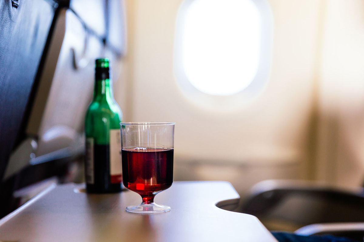wine glass on a flight