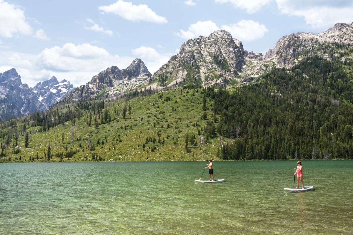 Standup paddle boarding at the Four Seasons Jackson Hole
