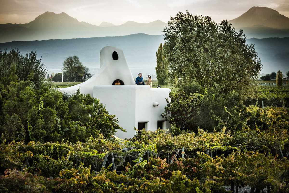 Guests tasting wine at Cavas Wine Lodge in Argentina