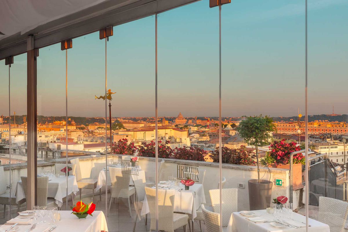 Rooftop restaurant at the Hotel Mediterranean in Rome